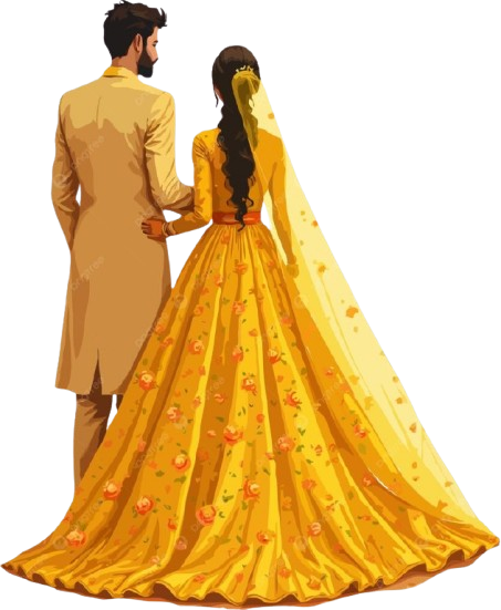 Haldi Couple Caricature